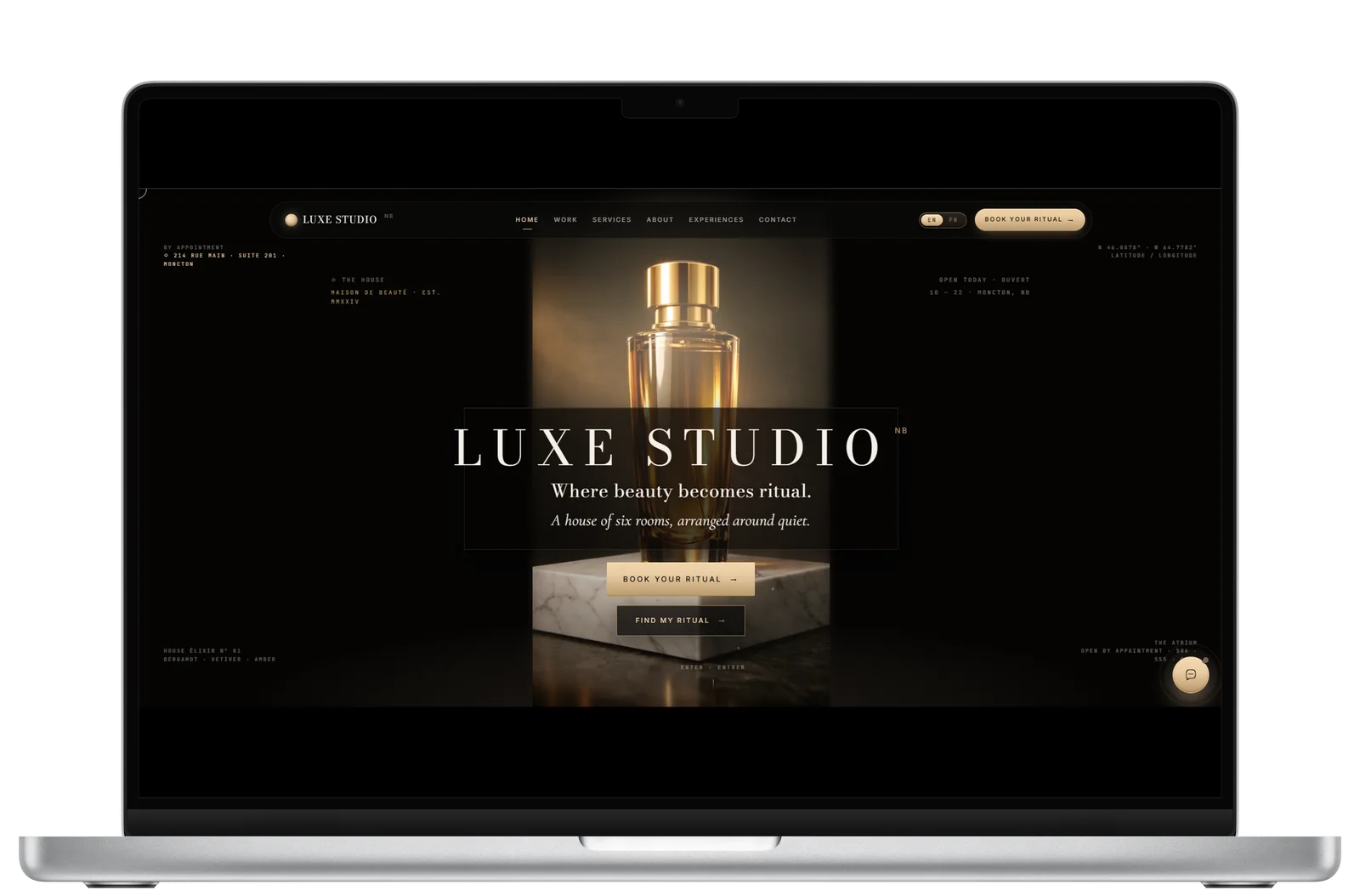 Luxe Studio NB beauty studio website with online booking